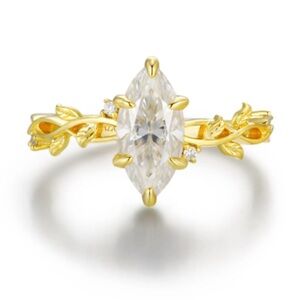 Azura Jewelry New York: Gold Leaf Marquise Cut Ring